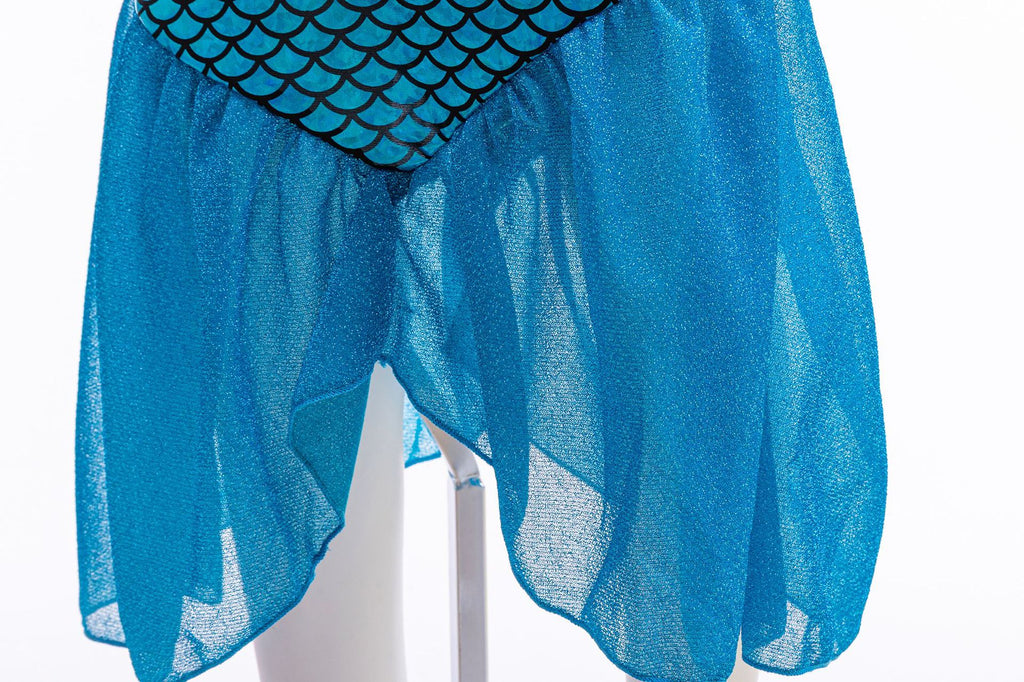 Girls Mermaid Little Flying Sleeves Sequin Dress Children Baby Fashionable Sleeveless Princess Dress Baby Fishtail Long Dress