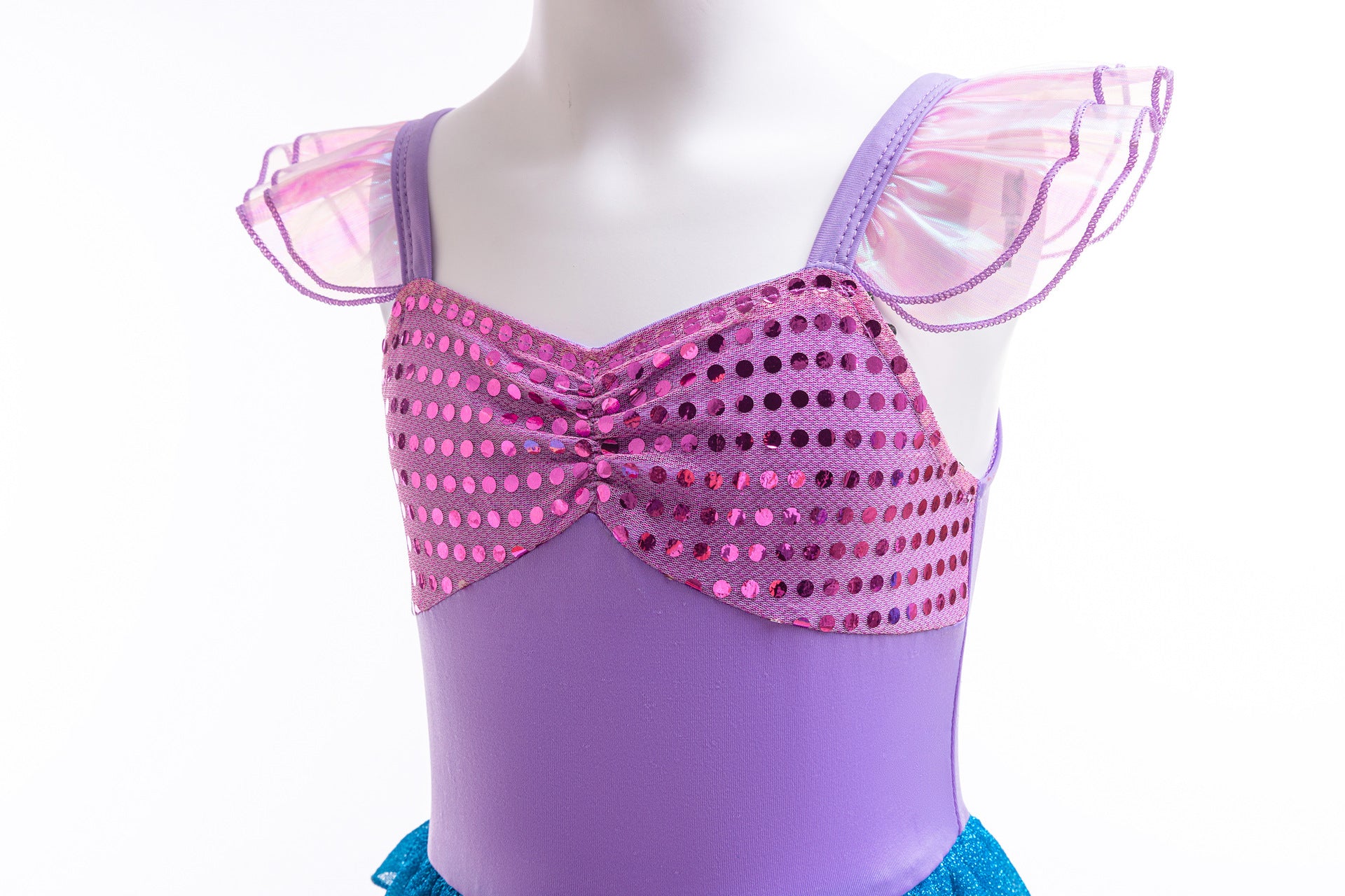 Girls Mermaid Little Flying Sleeves Sequin Dress Children Baby Fashionable Sleeveless Princess Dress Baby Fishtail Long Dress